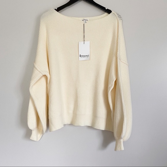 &merci Sweaters - NWT &MERCI boutique Soft Ribbed Ivory Cream Sweater Small